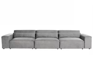Sofá modular 3 lugares em tecido cinzento HELLNAR