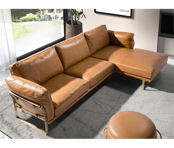 Sofá chaise longue direito em pele 6232