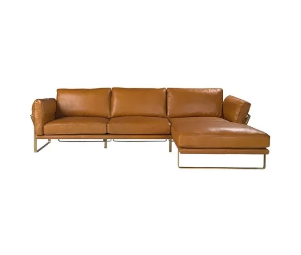 Sofá chaise longue direito em pele 6232