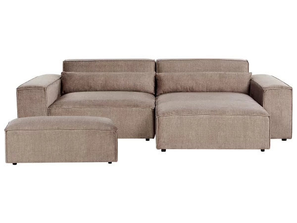 2 Seater L w Ottoman, HELLNAR, Brown,DEF