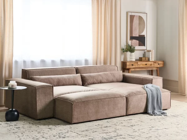 2 Seater L w Ottoman, HELLNAR, Brown,DEF