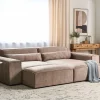 2 Seater L w Ottoman, HELLNAR, Brown,DEF