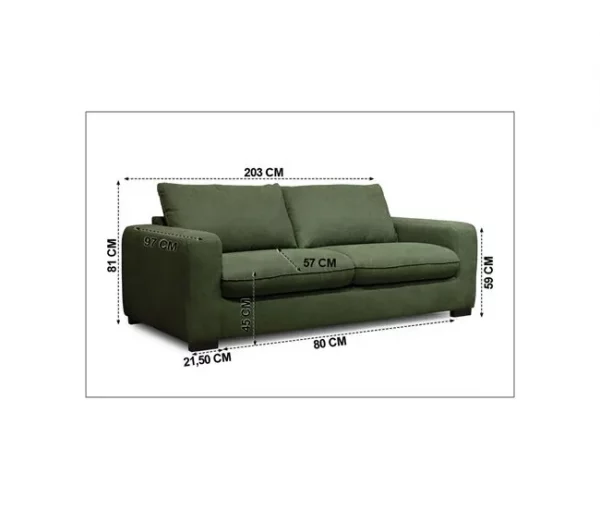 Sofá cama de 2 lugares SWEET com abertura italiana cor verde água