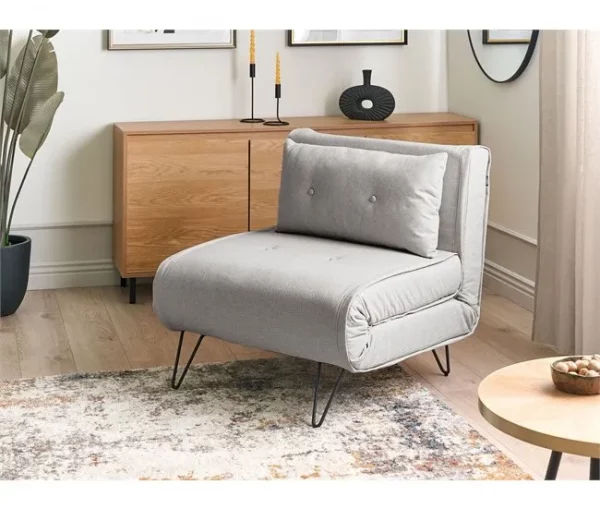 Sofá-cama de 1 lugar em tecido cinzento claro VESTFOLD