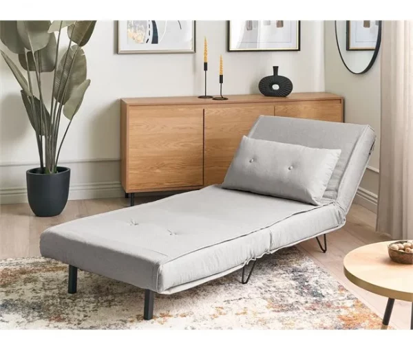 Sofá-cama de 1 lugar em tecido cinzento claro VESTFOLD