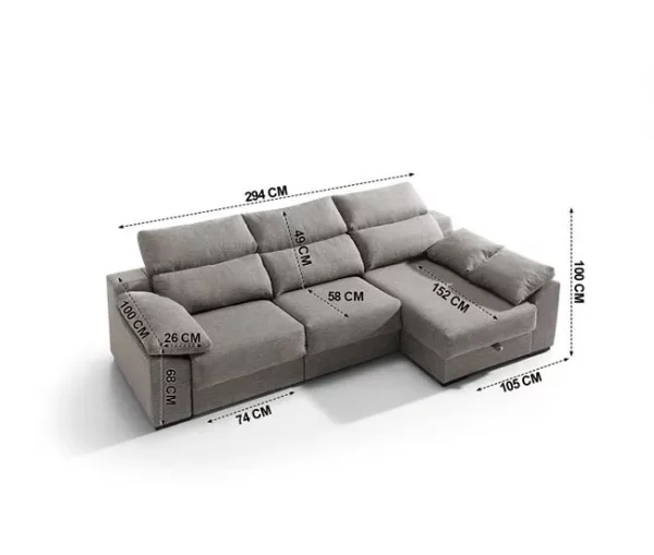 Chaise longue KLEE dereita 4 lugares vison