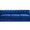 3-Seater CHESTERFIELD Samtstoff navyblue CH