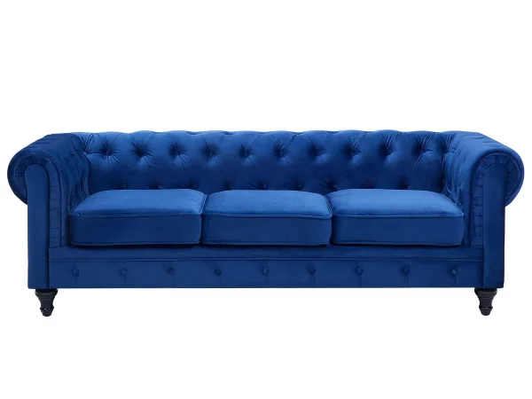 3-Seater CHESTERFIELD Samtstoff navyblue CH