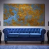 3-Seater CHESTERFIELD Samtstoff navyblue CH