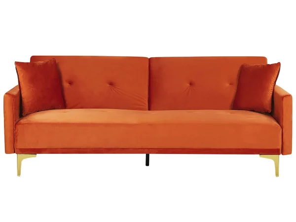 Velvet Sofa Bed Orange LUCAN DEF