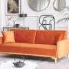 Velvet Sofa Bed Orange LUCAN DEF