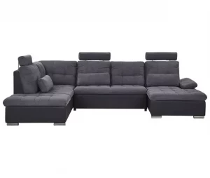Sofá-cama de canto cinzento com armazenamento HALDEN