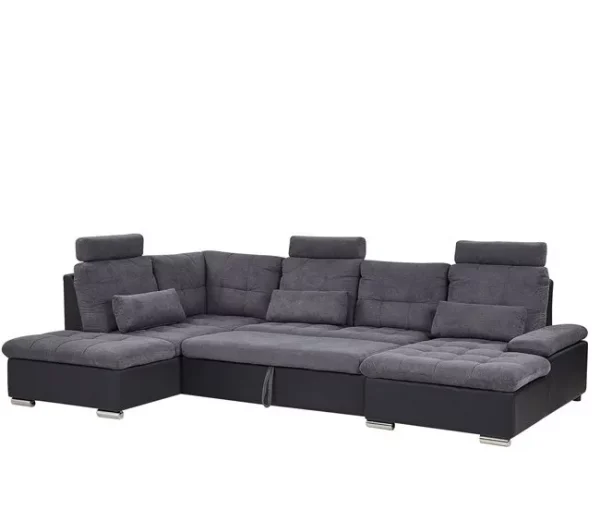 Sofá-cama de canto cinzento com armazenamento HALDEN