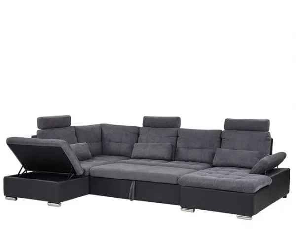 Sofá-cama de canto cinzento com armazenamento HALDEN