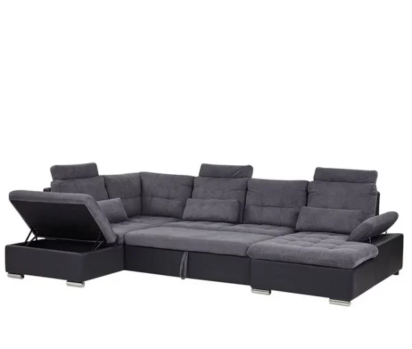 Sofá-cama de canto cinzento com armazenamento HALDEN