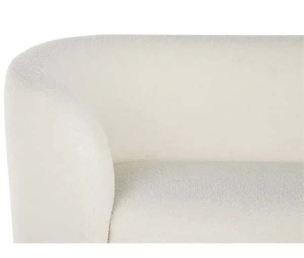Sofá de 3 lugares estofado em tecido bouclé branco LOEN