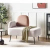 Chaise-longue com encosto em tecido castanho à esquerda ARCEY