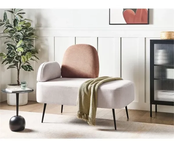Chaise-longue com encosto em tecido castanho à esquerda ARCEY