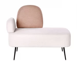 Chaise-longue com encosto em tecido castanho à esquerda ARCEY