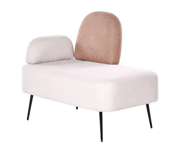 Chaise-longue com encosto em tecido castanho à esquerda ARCEY