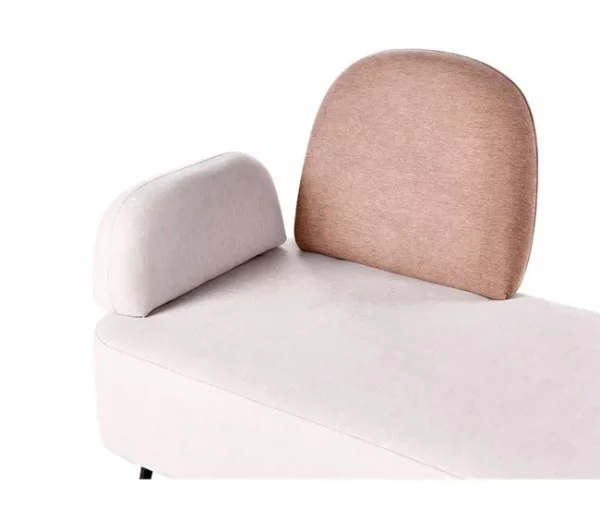 Chaise-longue com encosto em tecido castanho à esquerda ARCEY