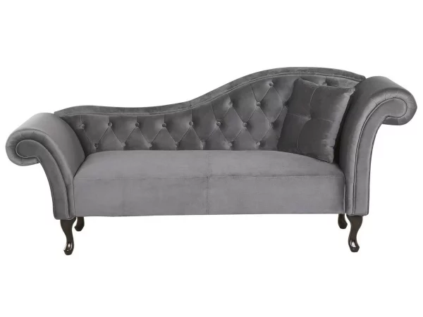 Chaiselongue LATTES rechtsseitig grau Samtstoff CH