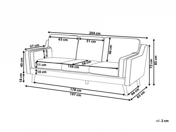 Sofa LOKKA, 3 sitzer dunkelblau CH
