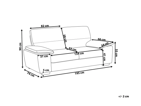 3 Seater Sofa, VOGAR, light brown DEF