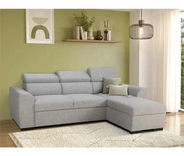 Sofá de canto reversível 3 lugares com cama GUSTO gris