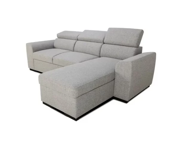 Sofá de canto reversível 3 lugares com cama GUSTO gris
