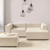 Left 3 Seater with Ottoman Fabric Beige ARDAL
