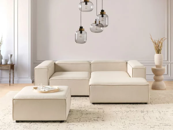 Left 3 Seater with Ottoman Fabric Beige ARDAL