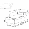 Chaiselongue LUIRO hellgrau rechtsseitig CH