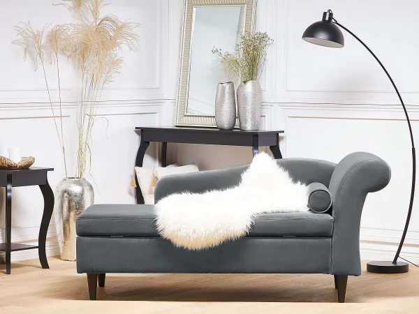 Chaiselongue LUIRO hellgrau rechtsseitig CH