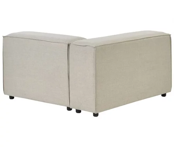 Sofá de canto 2 lugares com repousa-pés em linho creme à esquerda APRICA
