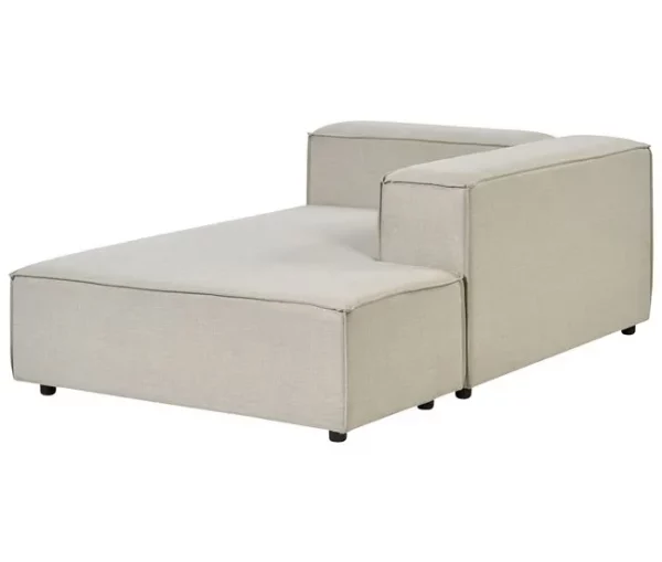 Sofá de canto 2 lugares com repousa-pés em linho creme à esquerda APRICA