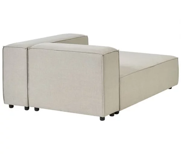 Sofá de canto 2 lugares com repousa-pés em linho creme à esquerda APRICA