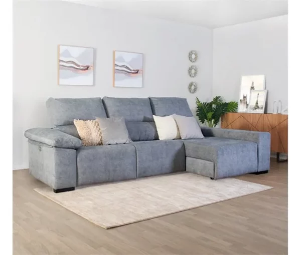 Chaise longue relaxe elétrico BALTIA dereita 4 lugares cinza claro