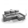 Chaise longue relaxe elétrico BALTIA dereita 4 lugares cinza claro