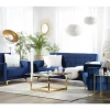 Conjunto de sofás reclináveis com 5 lugares em veludo azul marinho ABERDEEN