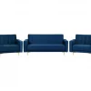 Conjunto de sofás reclináveis com 5 lugares em veludo azul marinho ABERDEEN
