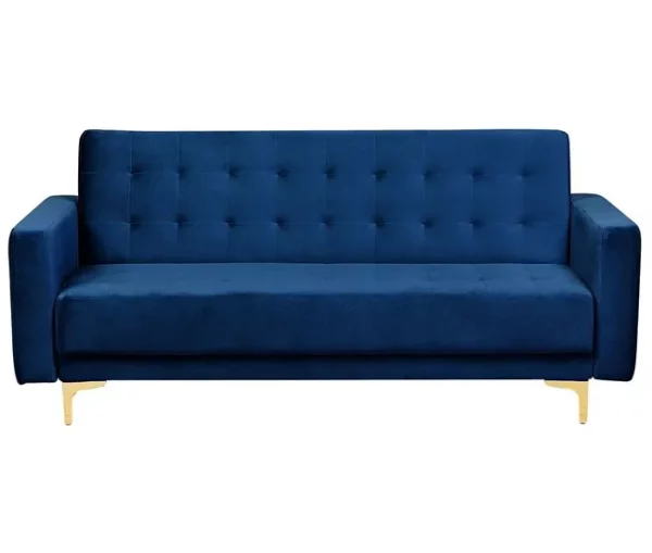 Conjunto de sofás reclináveis com 5 lugares em veludo azul marinho ABERDEEN