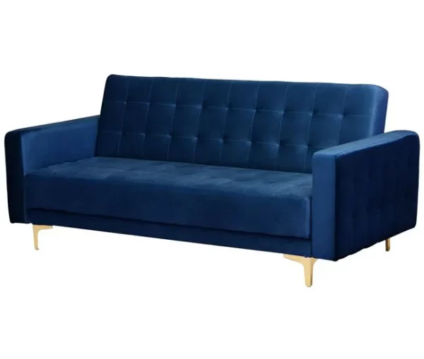 Conjunto de sofás reclináveis com 5 lugares em veludo azul marinho ABERDEEN