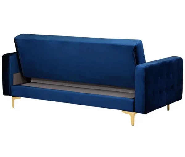 Conjunto de sofás reclináveis com 5 lugares em veludo azul marinho ABERDEEN