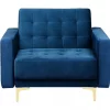 Conjunto de sofás reclináveis com 5 lugares em veludo azul marinho ABERDEEN