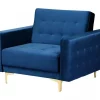 Conjunto de sofás reclináveis com 5 lugares em veludo azul marinho ABERDEEN