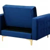 Conjunto de sofás reclináveis com 5 lugares em veludo azul marinho ABERDEEN