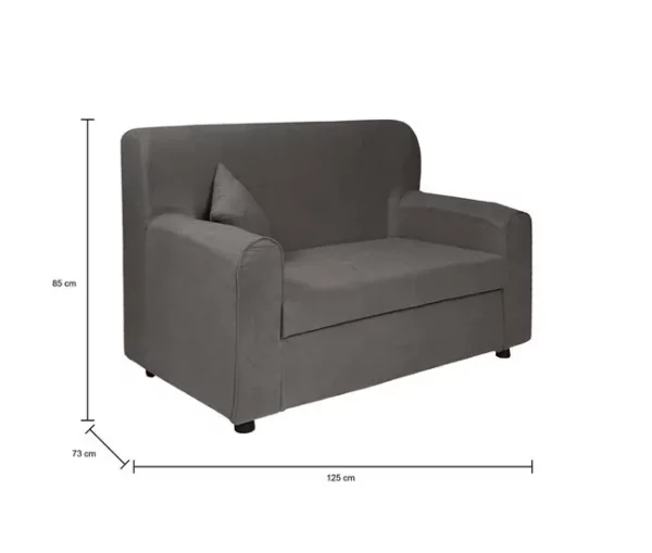 Sofá fixo de 2 lugares Dpasteu, Sofá de tecido, Sofá linear que economiza espaço, Sofá para apartamentos pequenos, 125x73h85 cm, Cinza