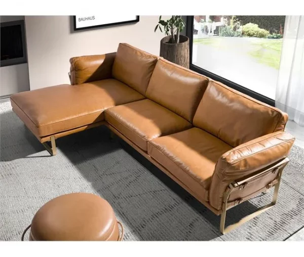 Sofá chaise longue esquerdo em pele 6231