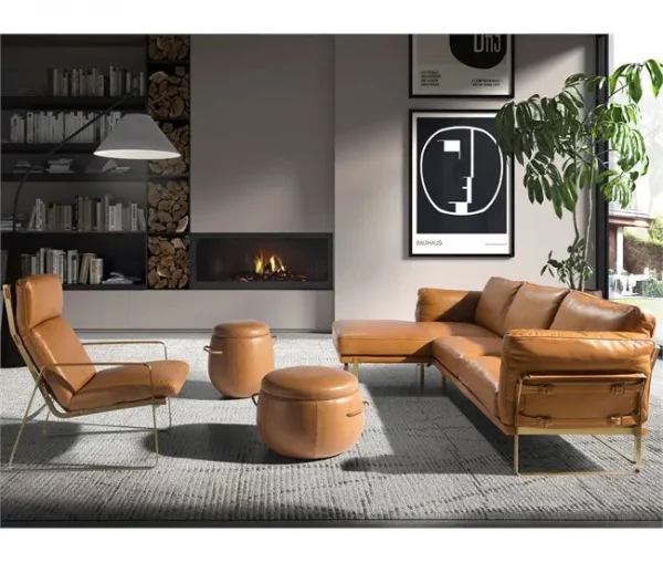Sofá chaise longue esquerdo em pele 6231